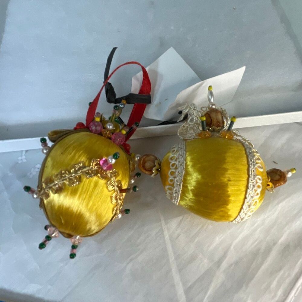 Vintage satin beaded bric brac handmade ornaments